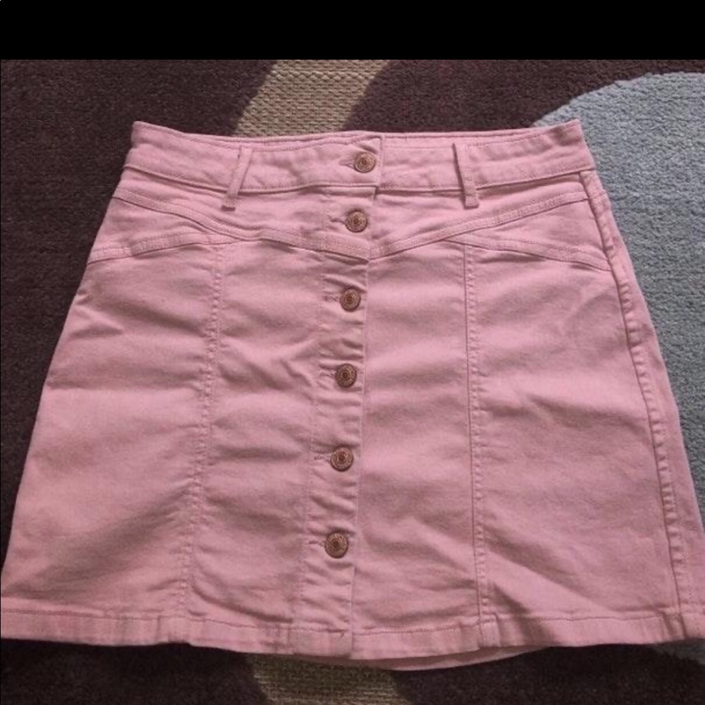 pink denim skirt